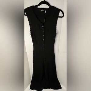 NWT Elie Tahari Black Knit Sleeveles Button Front Maxi Dress Elegant Capsule Med